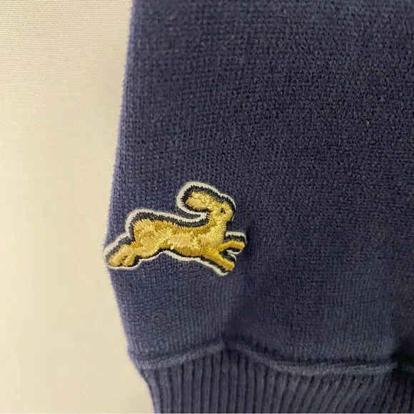 Tracksmith Navy Crewneck Sweater with Orange Detail - Picture 3 of 4